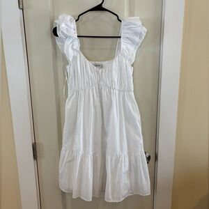 Abercrombie and Fitch White Ruffled Sleeveless Dress